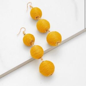 Pom Pom Earrings, yellow/mustard